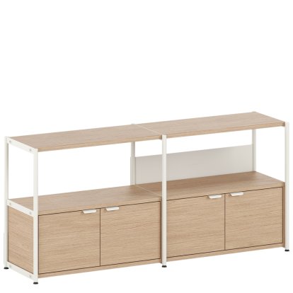 Unit Sideboard L Holz, 2 x Doppeltür, Eiche / Creme weiß
