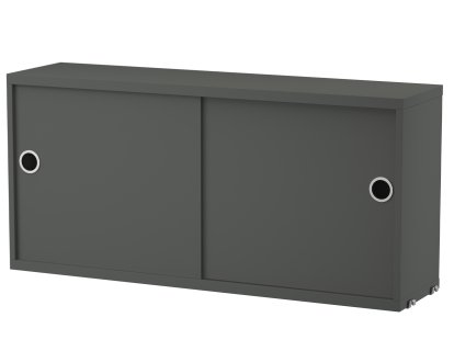 String System Hängeschrank mit Schiebetüren, Dunkelgrau lackiert, 20 cm