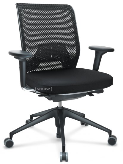 ID Mesh, FlowMotion-mit Vorwärtsneigung, mit Sitztiefenverstellung, Mit 2D Armlehnen, 5-Stern Untergestell, Kunststoff basic dark, Basic dark, Sitz Plano, Rücken Diamond Mesh, Nero, Weich für harte Böden