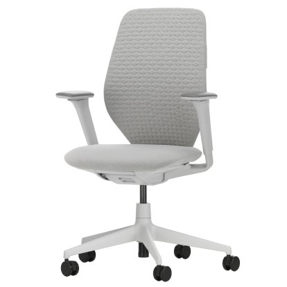 ACX Soft Bürodrehstuhl, Ohne Vorwärtsneigung, mit Sitztiefenverstellung, 3D-Armlehnen F, Soft grey, Sitz Grid Knit, stone grey, Harte Rolle für Teppichböden