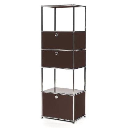 USM Haller Wohnzimmer Regal M Typ 2, USM braun, Mit 2 Klappen und 1 Auszug (inkl. Einlegerahmen)