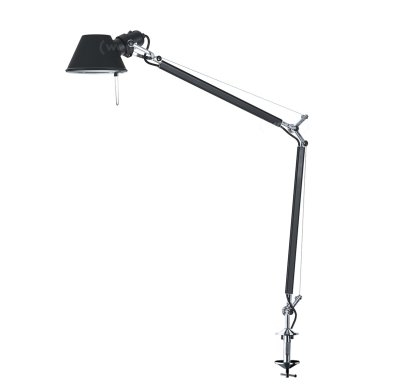 Tolomeo Tischleuchte, Schwarz, mit Schraubklemme für beliebige Tischplatte, Halogenlampe