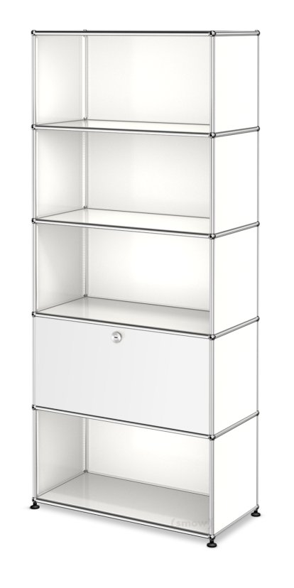 USM Haller Aktenregal M, individualisierbar, Reinweiß RAL 9010, Offen, Offen, Mit Klappe, Offen