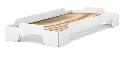 Rolf Heide Stapelliege Komfort, 90 x 200, Reinweiß lackiert, Rollbar