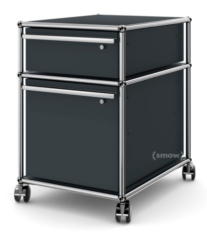 USM Haller Rollcontainer mit Hängeregistratur, Alle Fächer mit Schloss, Anthrazitgrau RAL 7016