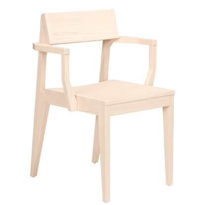 Schulz Armlehnstuhl, Ungepolstert, Esche gewachst mit Weißpigment