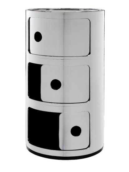 Componibili Container Metallic, 3 Fächer, Chrom