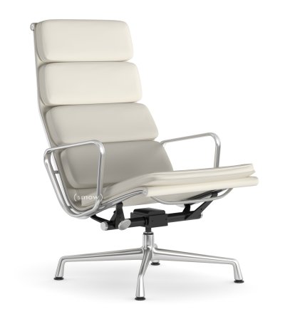 Soft Pad Chair EA 222, Untergestell poliert, Leder Premium F snow, Plano weiß