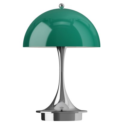 Panthella 160 Akkuleuchte, Chrom opal grün