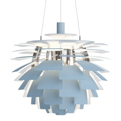 PH Artichoke (Zapfen) Pendelleuchte, Dusty blue / Chrome, Ø 60 cm