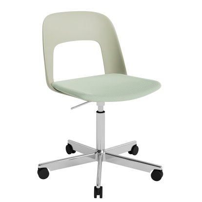 Layout 143 Drehstuhl mit Sitzpolster, Pastel green / Relate 921, Aluminium poliert