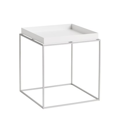 Tray Beistelltisch, H 40/44 x B 40 x T 40 cm, White / grey