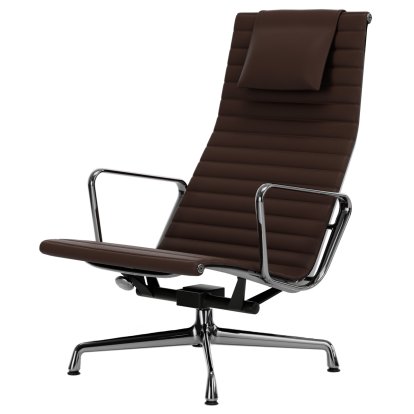 Aluminium Chair EA 124, Verchromt, Leder Premium F, Kastanie