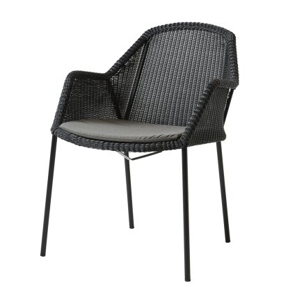Breeze Stuhl, Black, Mit Sitzkissen, Natté - Taupe