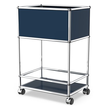 USM Haller Bar Sideboard Typ 2, Stahlblau RAL 5011, Weiche Rollen für harte Böden