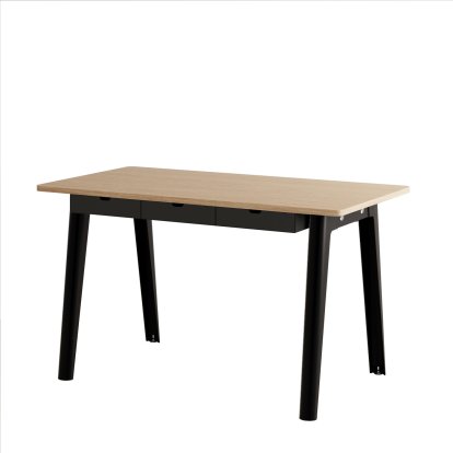 New Modern Schreibtisch, Metall/Holz, 130 x 70 cm, Mit Aufbewahrungsmodul, Graphitschwarz