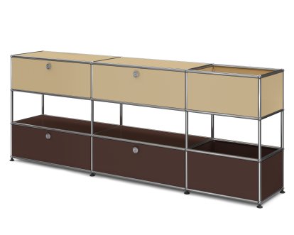 USM Haller Kinder Sideboard L mit Aufbewahrungsboxen, Zweifarbig, USM beige - 	USM braun, Mit Klappen