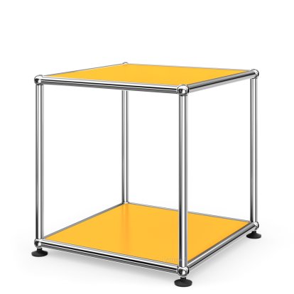 USM Haller Beistelltisch 35, Oben und unten Metall, Goldgelb RAL 1004