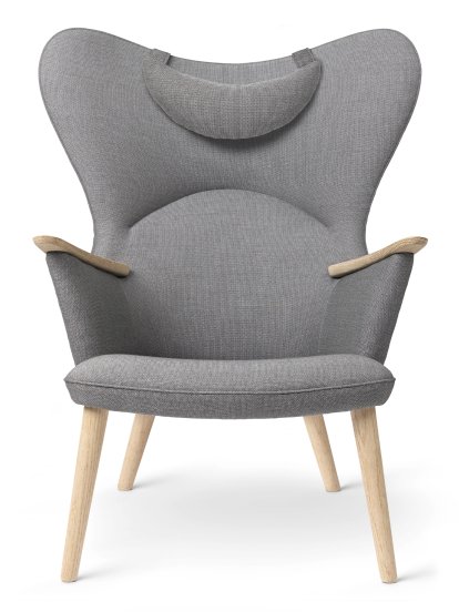 CH78 Mama Bear Loungesessel, Passion - dunkelgrau, Eiche geseift, Mit Nackenkissen
