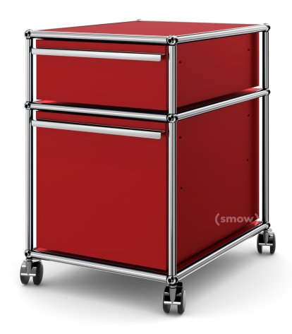 USM Haller Rollcontainer mit Hängeregistratur, Kein Schloss, USM rubinrot