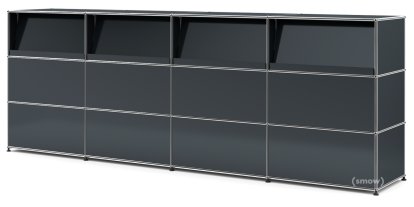USM Haller Theke Typ 2 (mit Schrägtablaren), Anthrazitgrau RAL 7016, 300 cm (4 Elemente), 50 cm