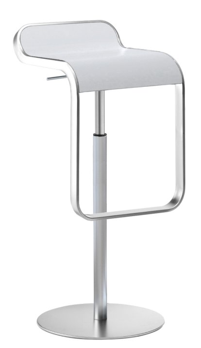 LEM Barhocker, 66-79 cm, Weiß / matt verchromt