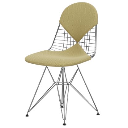 Wire Chair DKR , Glanzchrom, Sitz- und Rückenkissen (Bikini), Apollo goldgelb/ weiß