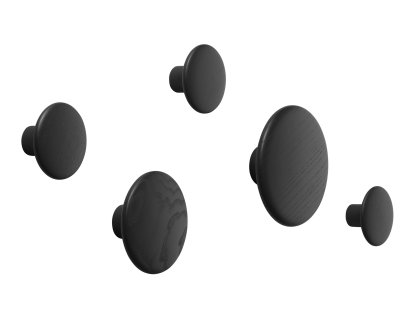 The Dots Wandhaken 5er Set, Esche schwarz
