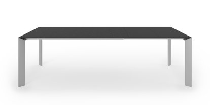 Nori Esstisch, Laminat schwarz, L 166-260 x B 100 cm, Aluminium weiß lackiert