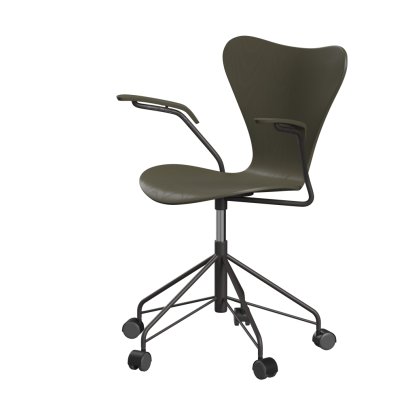Serie 7 Drehstuhl 3117/3217 New Colours, Mit Armlehnen, Gefärbte Esche, Olive green, Warm graphite