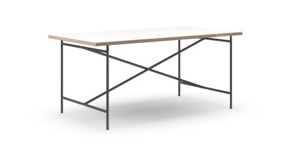 Eiermann 2 Esstisch, Melamin weiß mit Eichekante, 160 x 83 cm, Schwarz