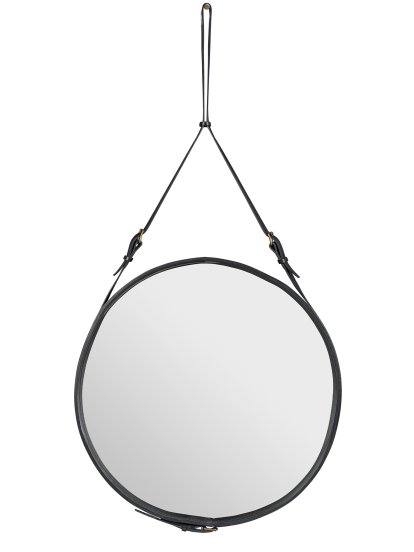 Adnet Circulaire Wandspiegel, Ø 70 cm, Schwarz