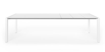 Sushi Esstisch, Laminat weiß, L 177-288 x B 90 cm, Aluminium weiß lackiert