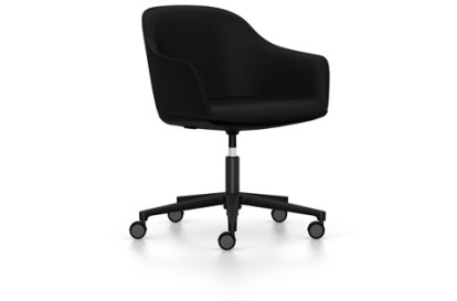 Softshell Armchair auf Fünfsternfuß, Aluminium pulverbeschichtet basic dark, Plano, Nero, Weich für harte Böden