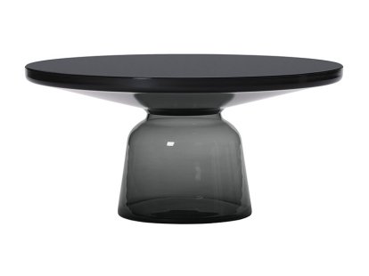 Bell Couchtisch, Schwarz brünierter Stahl, klar lackiert, Quarzgrau