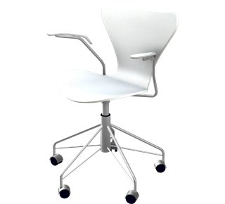 Serie 7 Dreharmlehnstuhl 3217, Lack, White