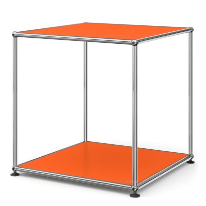USM Haller Hoher Beistelltisch 50, Oben und unten Metall, Reinorange RAL 2004