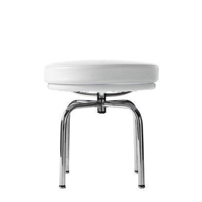 8 Tabouret tournant, verchromt, Leder Scozia, Weiß