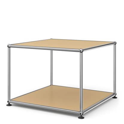 USM Haller Beistelltisch 50, Oben und unten Metall, USM beige