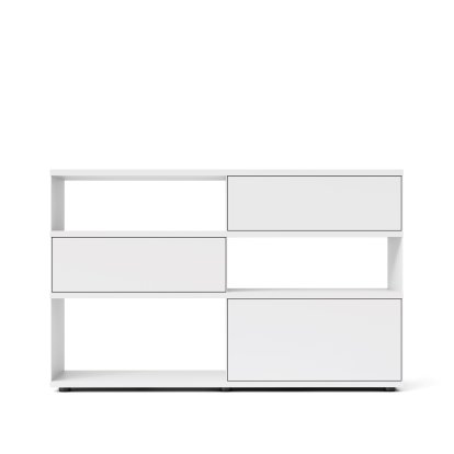 Flow Q Highboard, 160 cm, 101,7 cm (2 Schubladen und 1 Klappe), Weiß