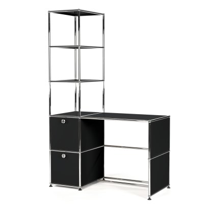 USM Haller Schreibtisch mit Regalaufsatz, Graphitschwarz RAL 9011