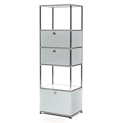 USM Haller Wohnzimmer Regal M Typ 2, USM mattsilber, Mit 3 Klappen
