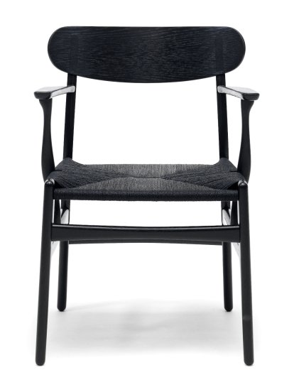 CH26 Stuhl, Eiche schwarz lackiert, Schwarz