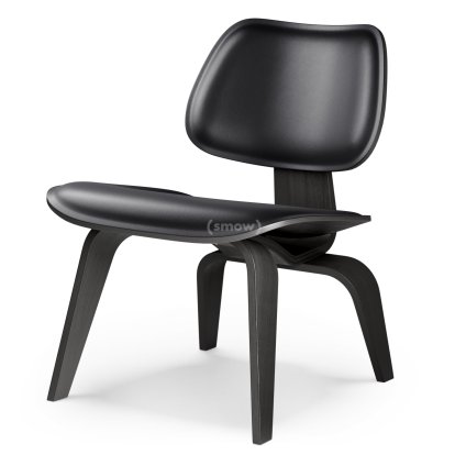 LCW / LCW Leather Loungestuhl, Esche schwarz, Sitz Leder nero