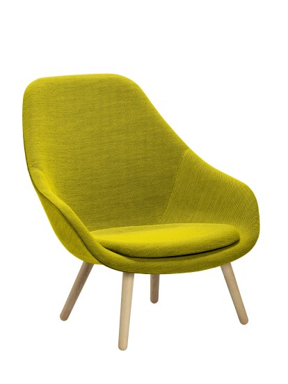 About A Lounge Chair High AAL 92 Loungestuhl, Hallingdal 420 - gelb, Eiche lackiert, Mit Sitzkissen