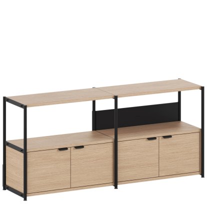 Unit Sideboard L Holz, 2 x Doppeltür, Eiche / Graphitschwarz