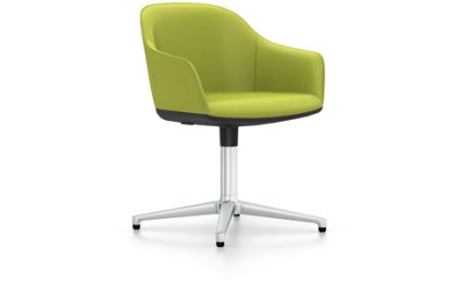 Softshell Armchair auf Viersternfuß, Aluminium poliert, Plano, Avocado, Gleiter für Teppichboden