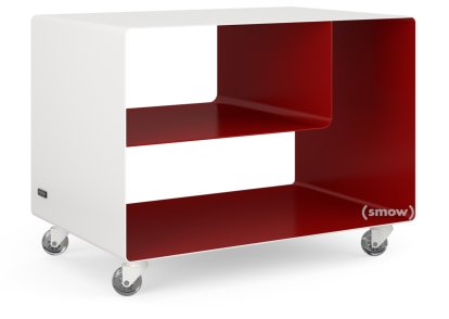Rollwagen R 106, Zweifarbig, Reinweiß (RAL 9010) - Rubinrot (RAL 3003), Transparentrollen