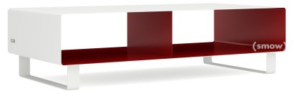 TV Lowboard R 200, Zweifarbig, Reinweiß (RAL 9010) - Rubinrot (RAL 3003), Kufen lackiert in Außenfarbe