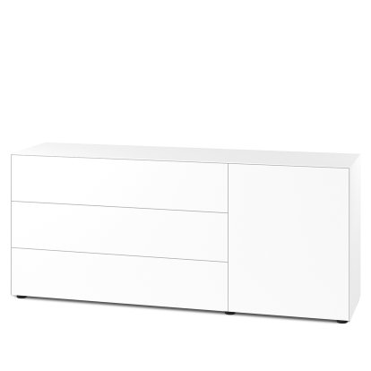 Nex Pur Box 2.0 mit Schubkästen und Türen , 48 cm, H 75 cm x B 180 cm (mit Tür und drei Schubkästen), Weiß